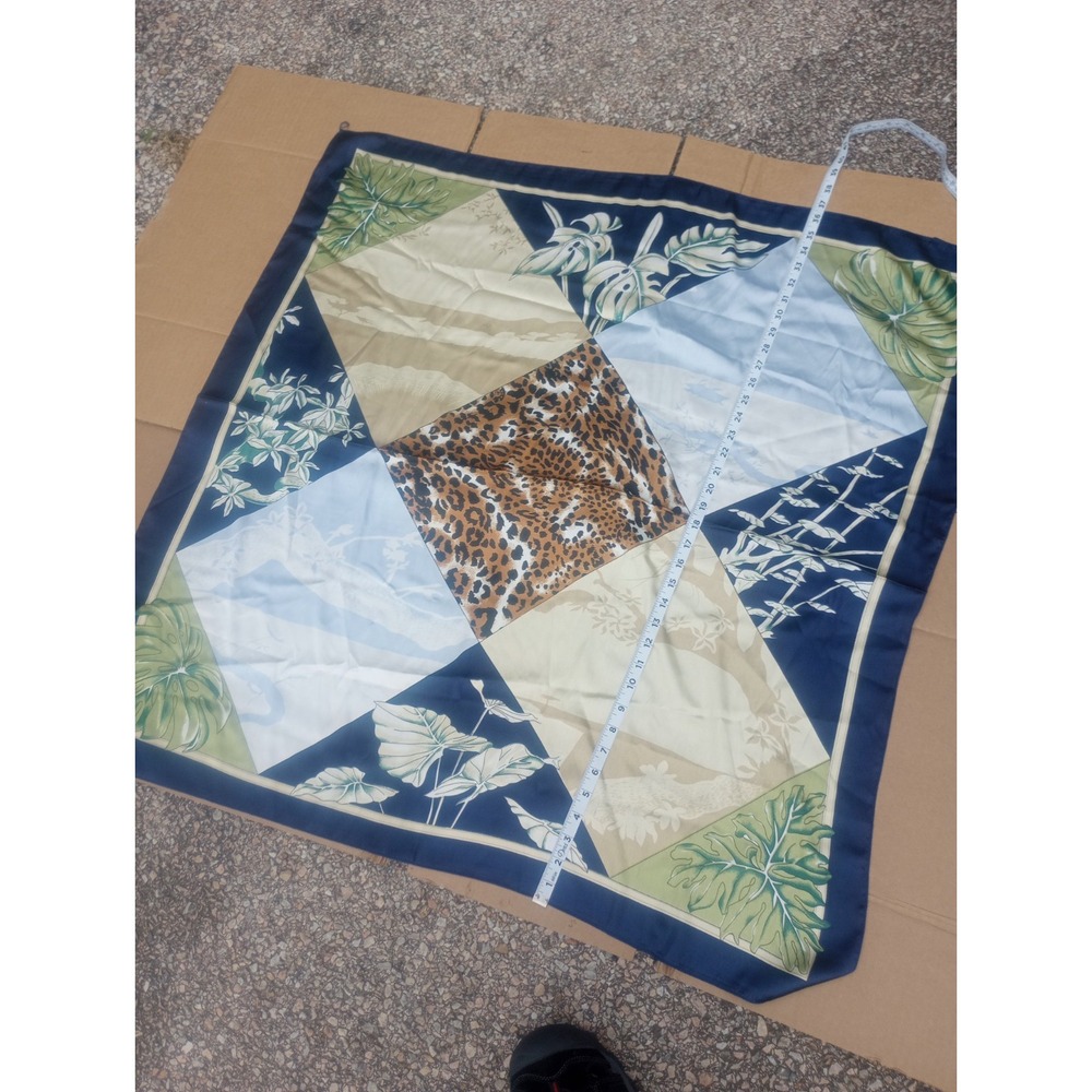 Square Scarf Cheetah, Monstera, Philodendron Print 36 Inches Silk Or Polyester